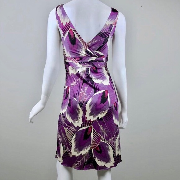 Elie Tahari purple palm print silk 'Melanie' dress - Picture 4 of 10